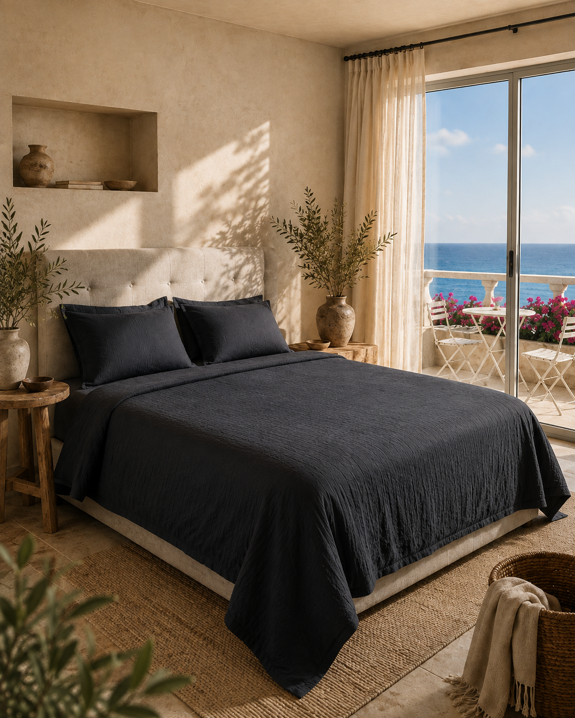 Anthracite Muslin Duvet Set – King