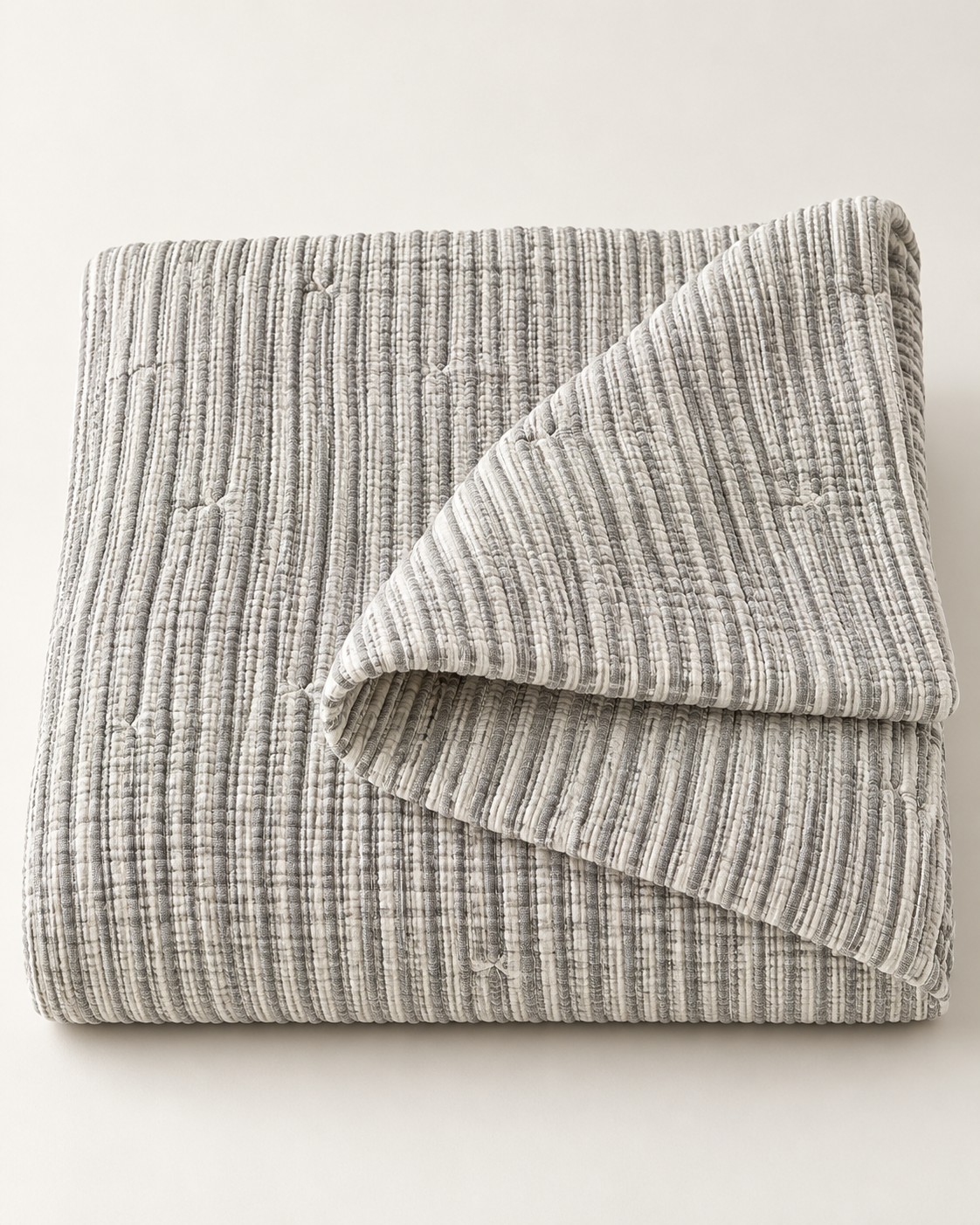 Turkish Cotton Textured Coverlet – Washed Stone
