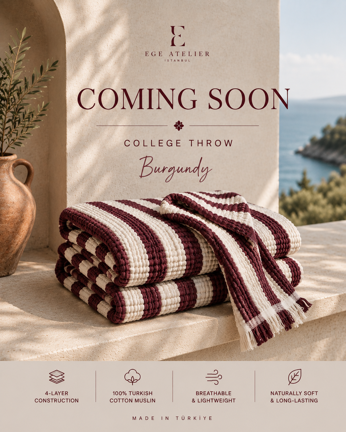4-Layer Turkish Cotton College Throw