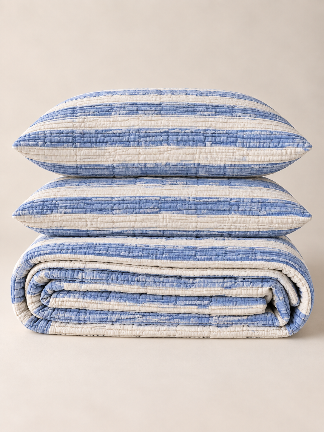 Turkish Cotton Muslin Duvet Set with Detachable Top Sheet – Aegean Stripe
