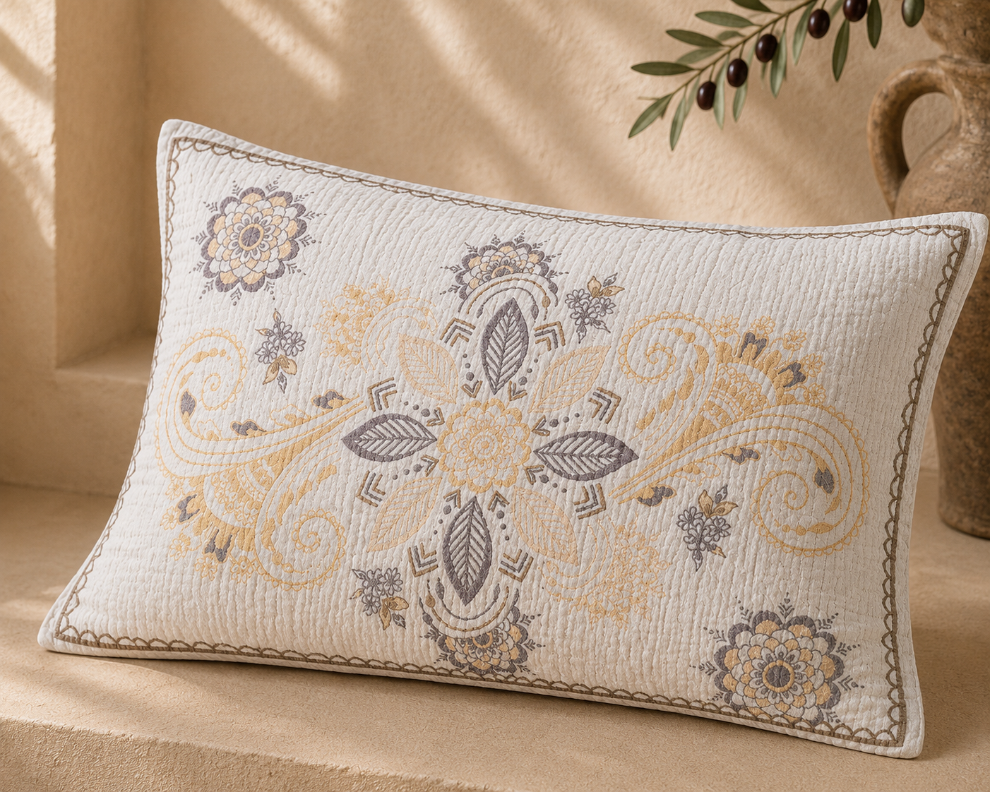 Amber Matching 4-Layer Turkish Cotton Pillow Covers – Set of 2