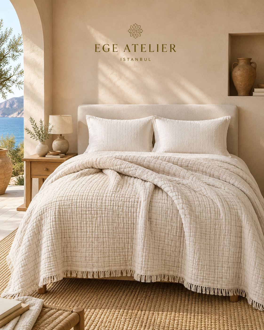 4-Layer Turkish Cotton Muslin Bedspread – King