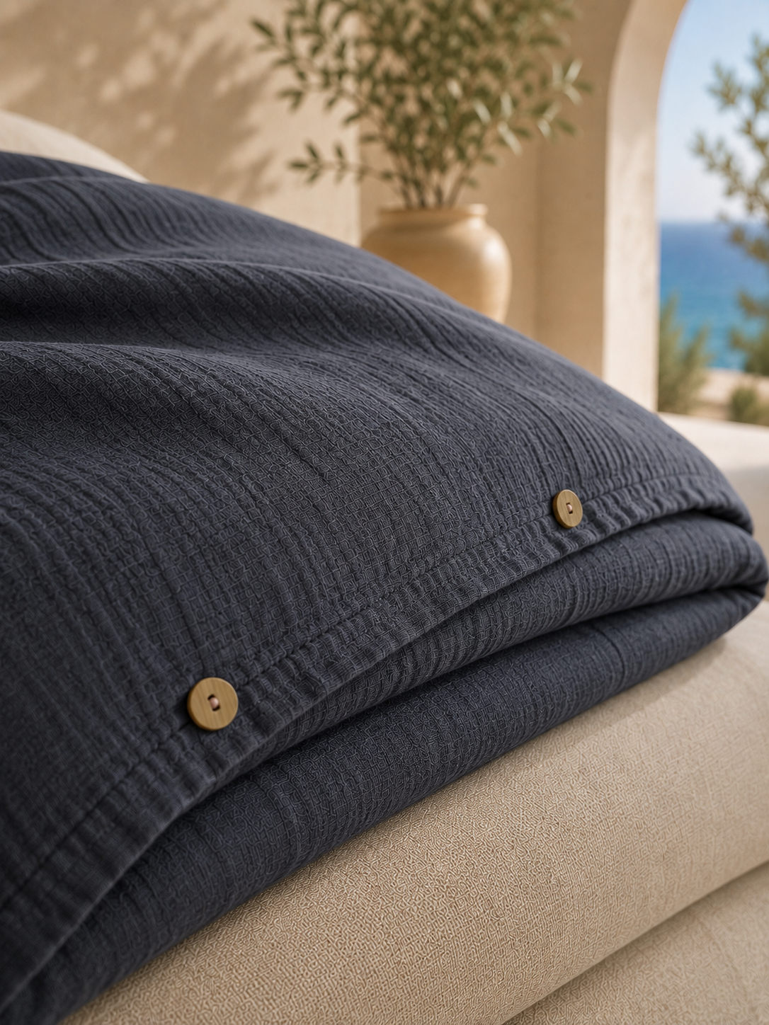 Anthracite Muslin Duvet Set – King