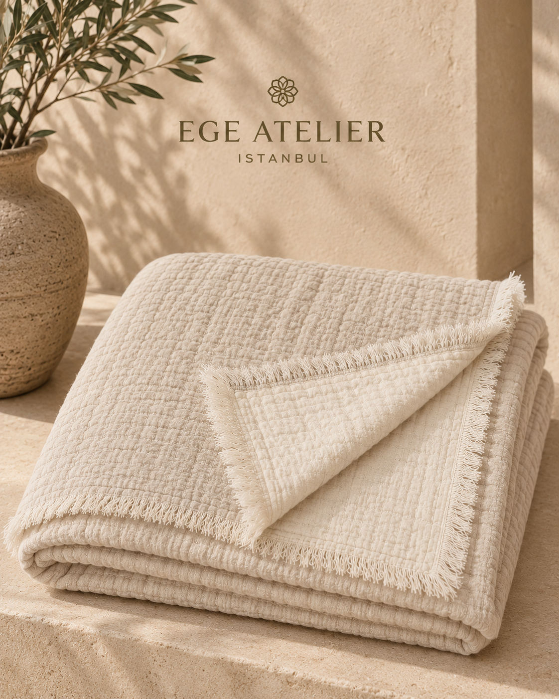 4-Layer Turkish Cotton Muslin Bedspread – King