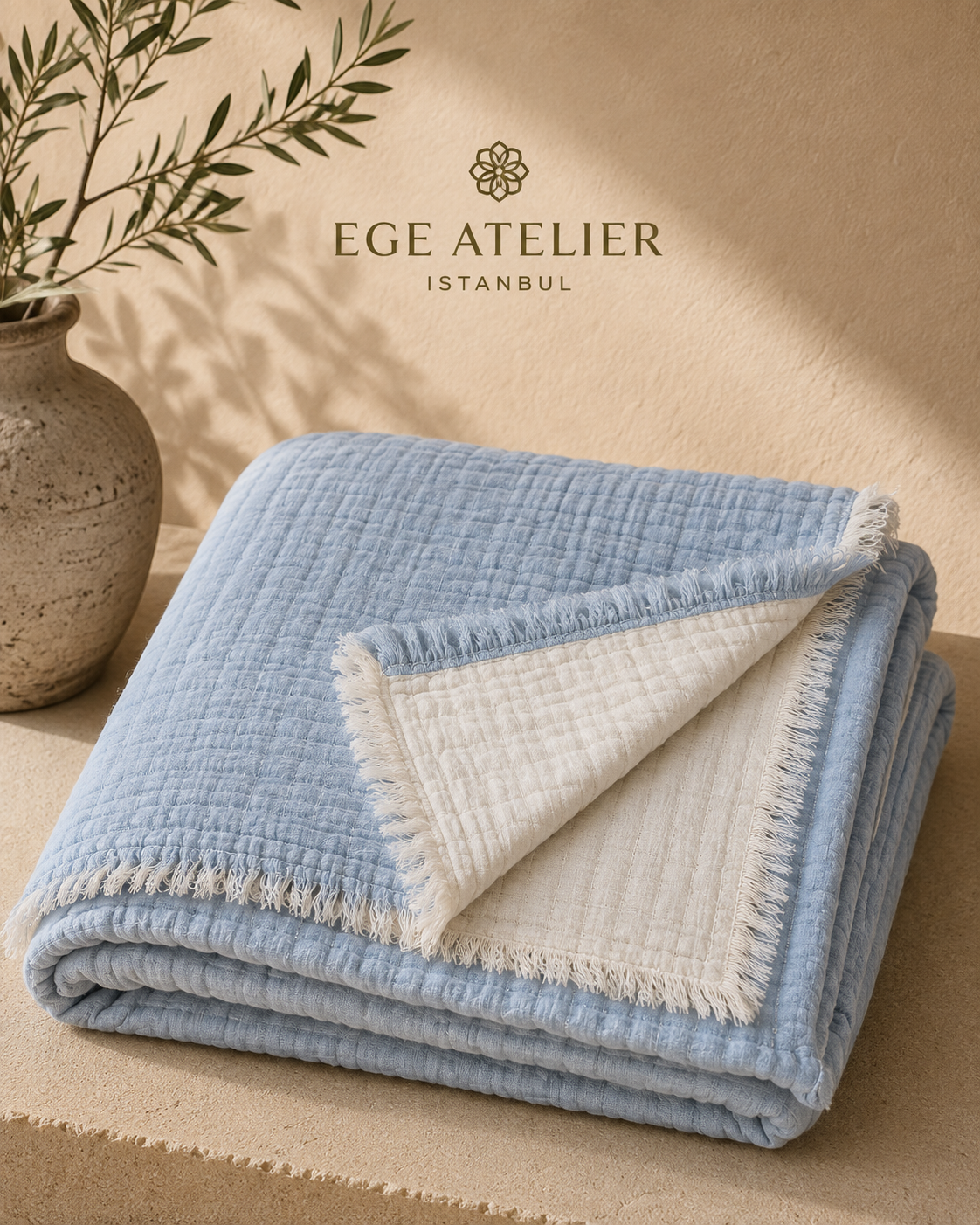 4-Layer Turkish Cotton Muslin Bedspread – King
