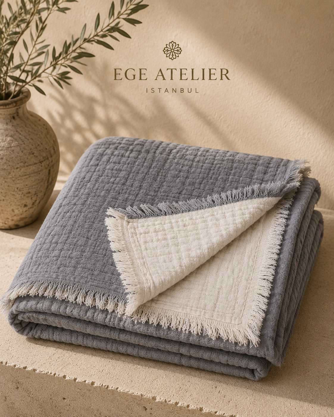 4-Layer Turkish Cotton Muslin Bedspread – King