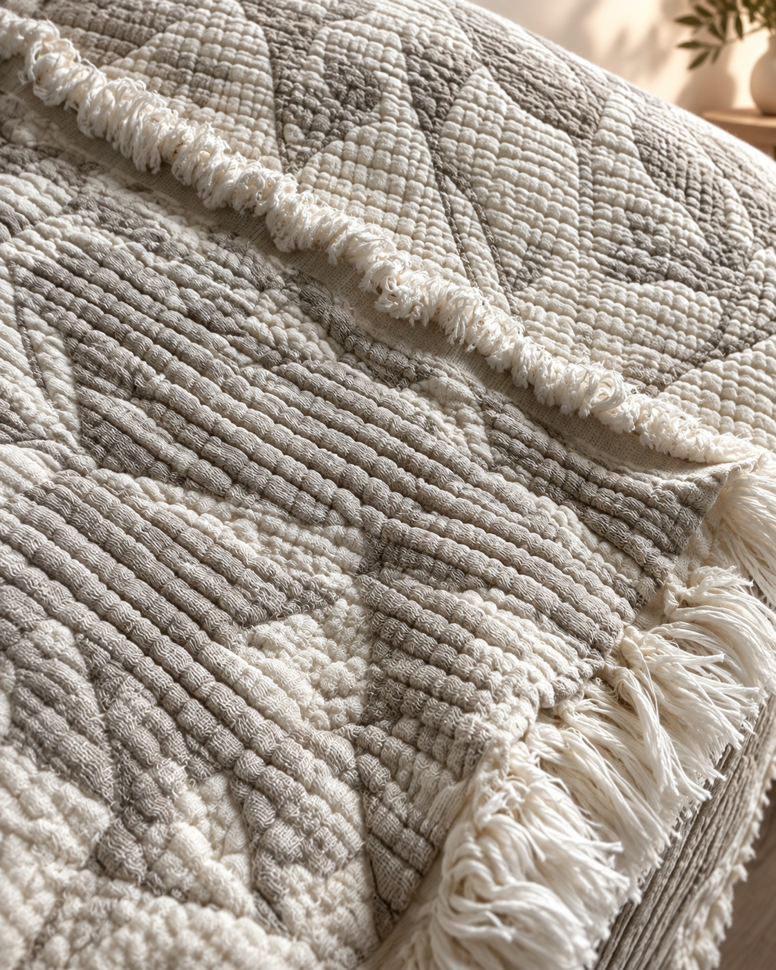 Leaf Branch Turkish Cotton Coverlet