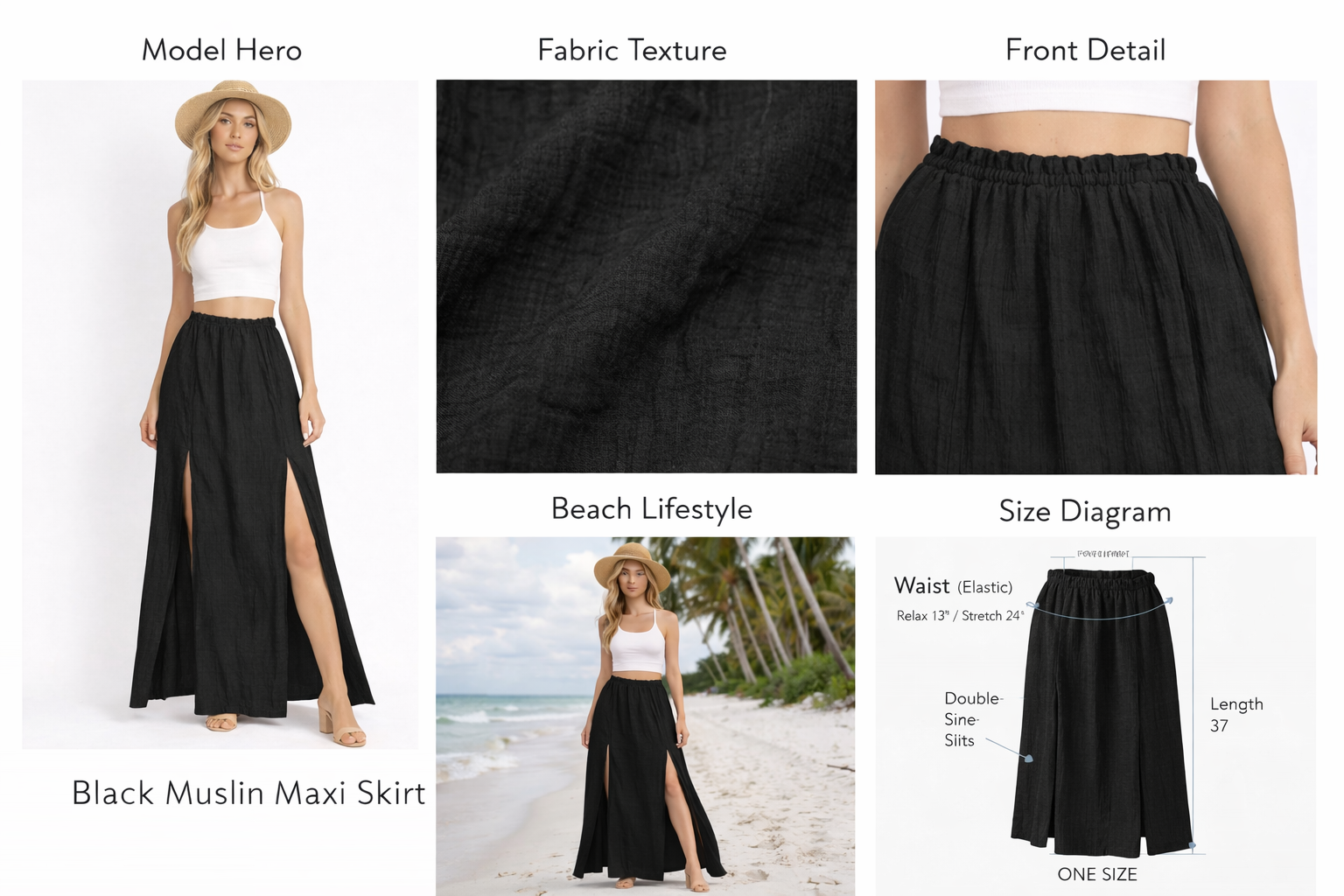 Cleopatra Muslin Skirt Cotton/Viscose #454 Blck