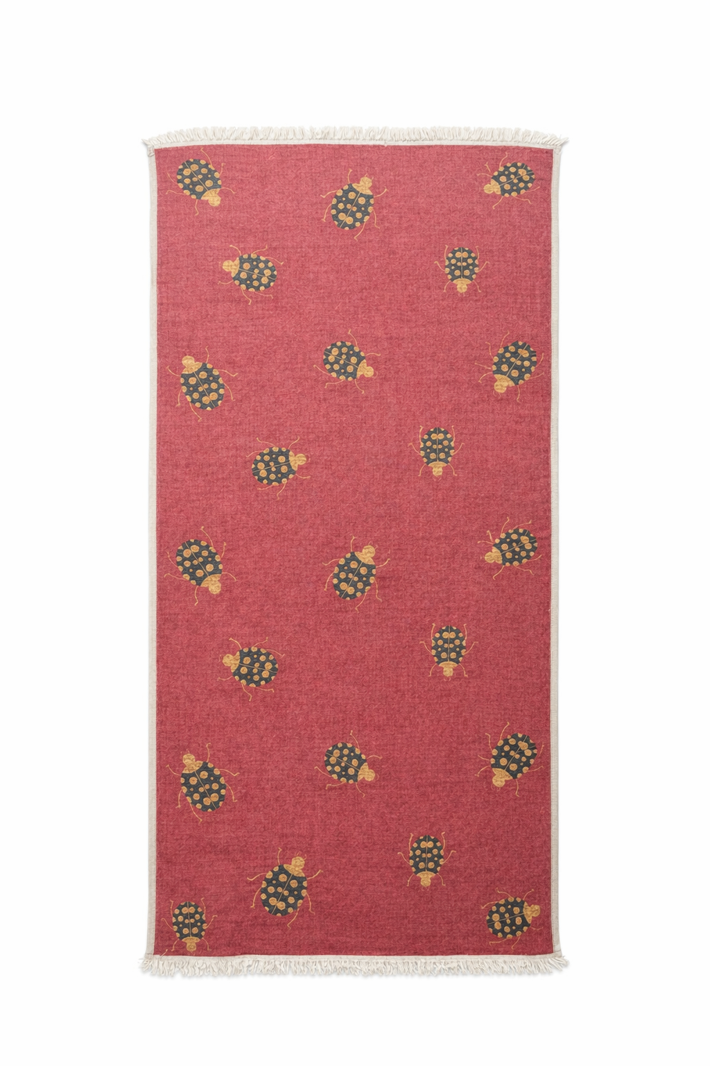 Ladybug Turkish Beach Towel – Organic Cotton, 35" × 70"