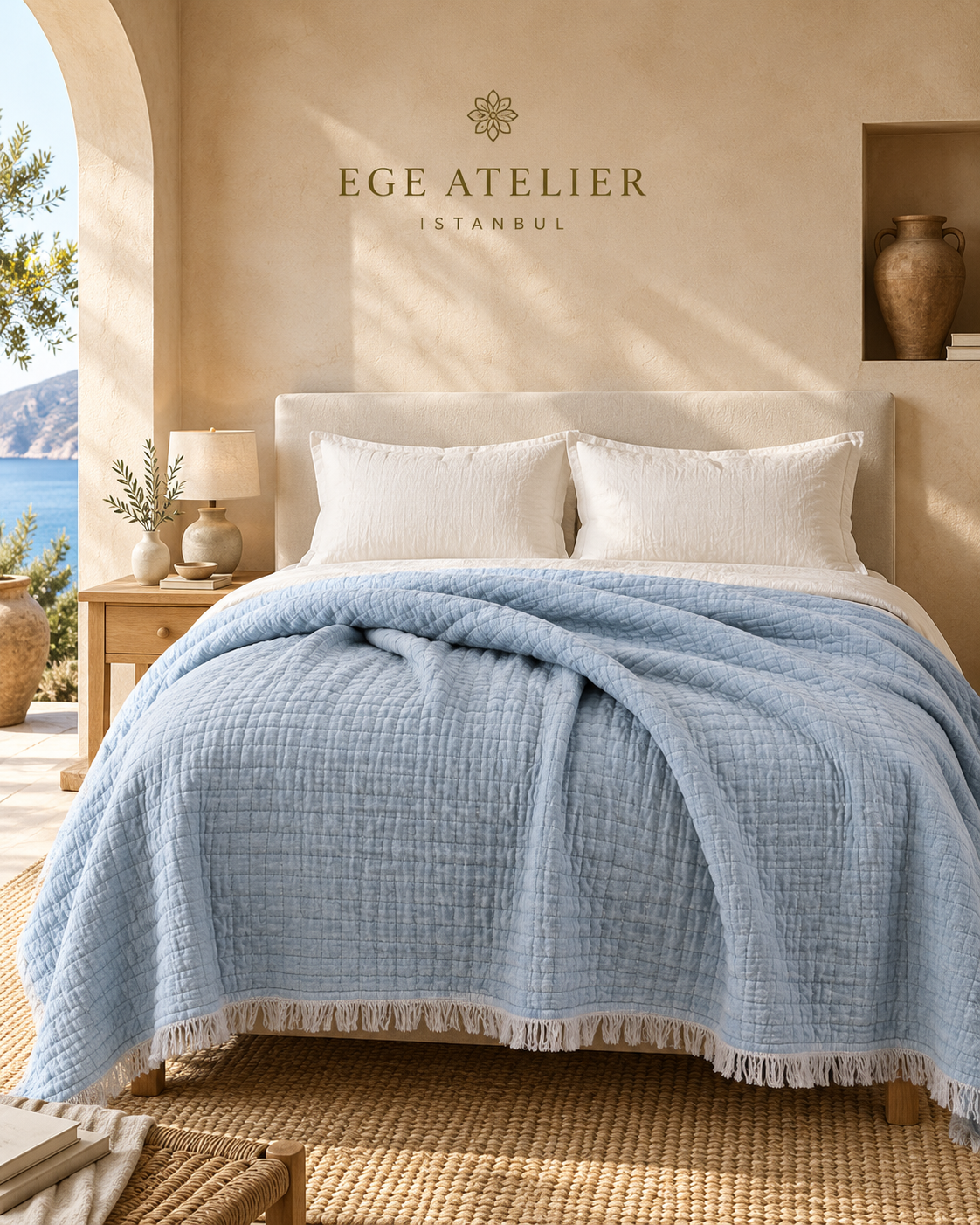 4-Layer Turkish Cotton Muslin Bedspread – King