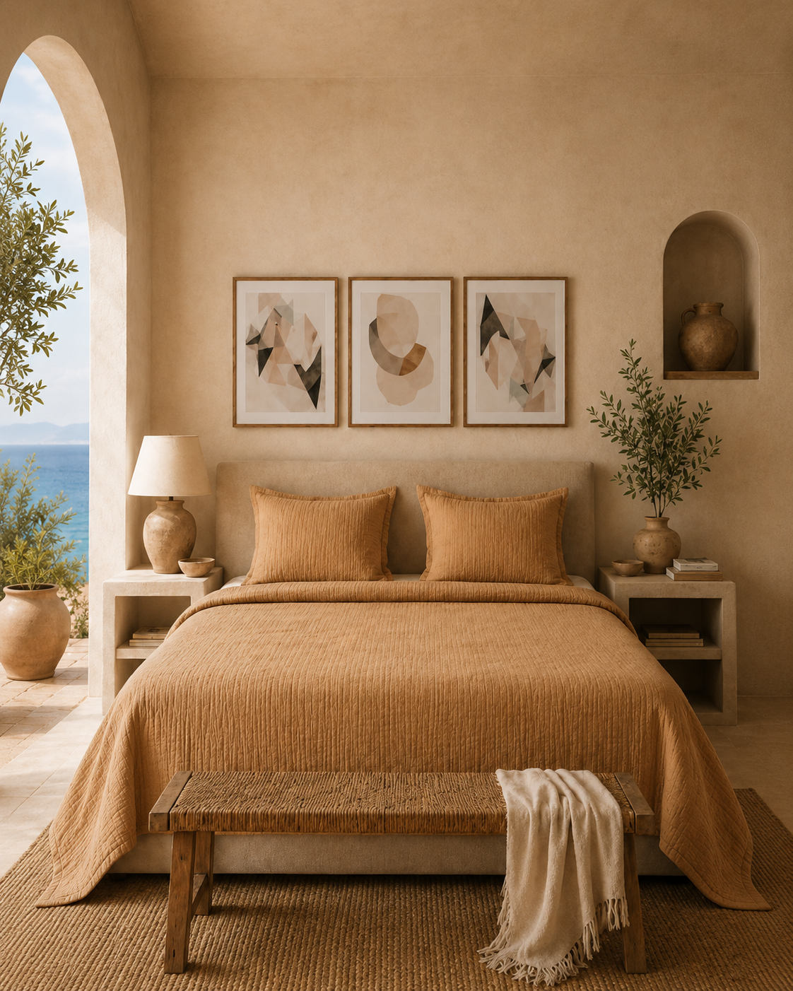 Camel Muslin Duvet Set - Queen