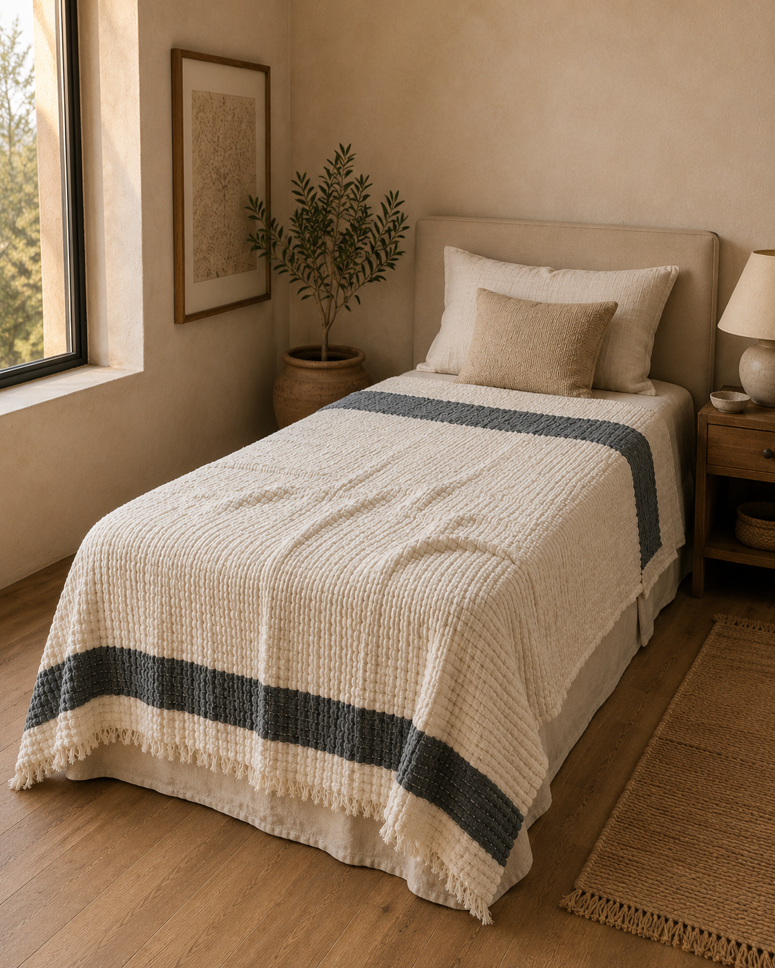 Metal Grey Stripe Throw Blanket