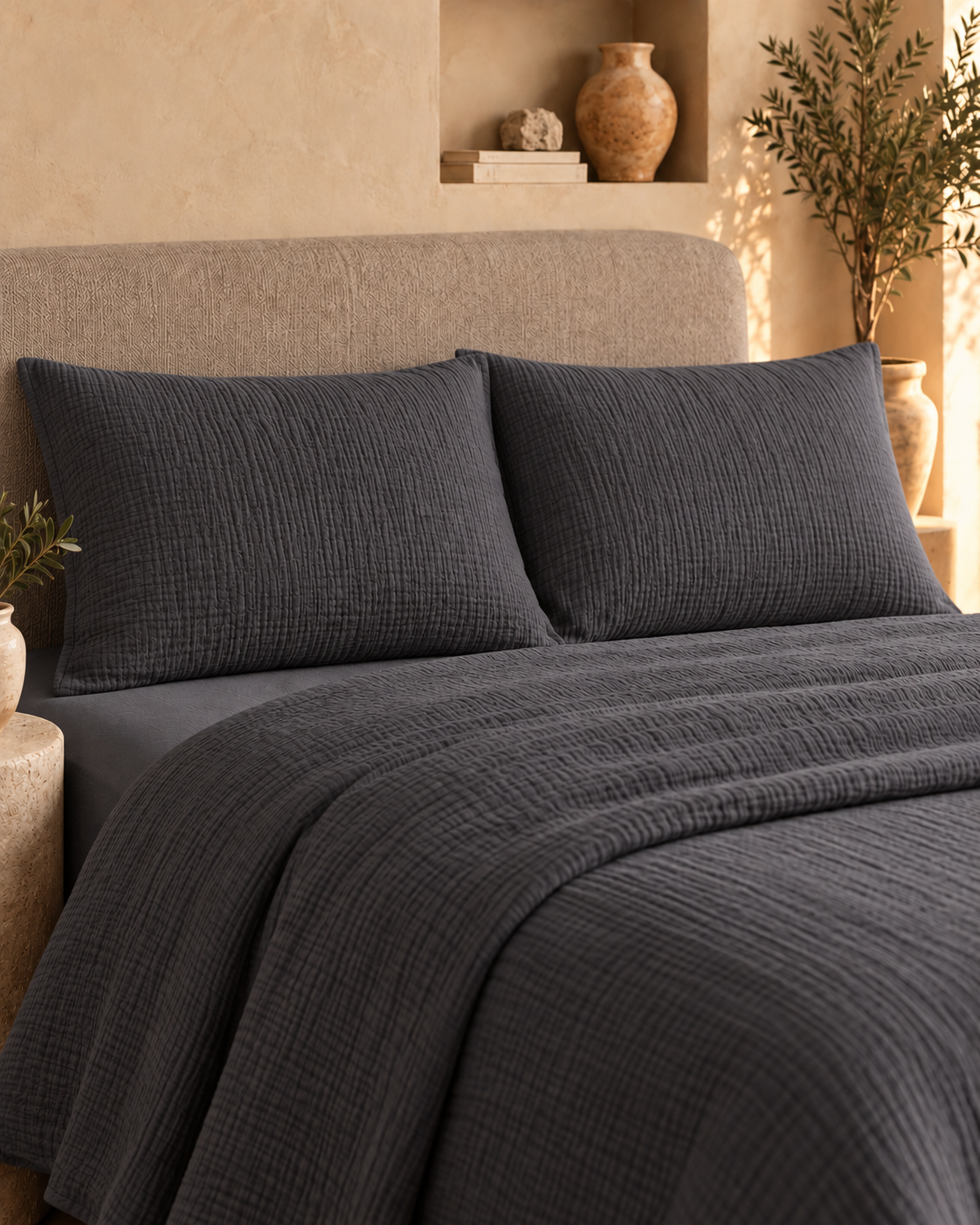 Turkish Cotton Muslin Pillow Shams – Set of 2
