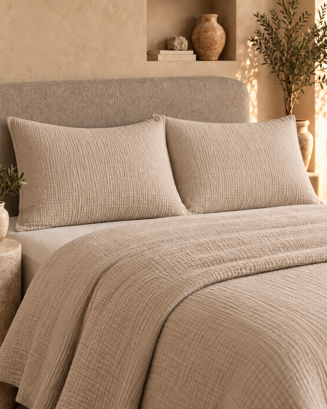 Turkish Cotton Muslin Pillow Shams – Set of 2