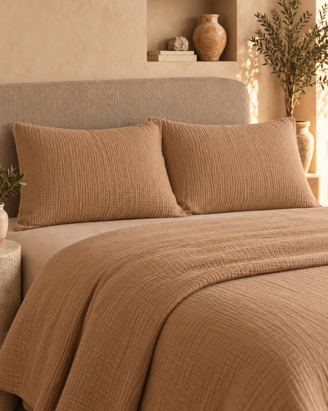 Turkish Cotton Muslin Pillow Shams – Set of 2