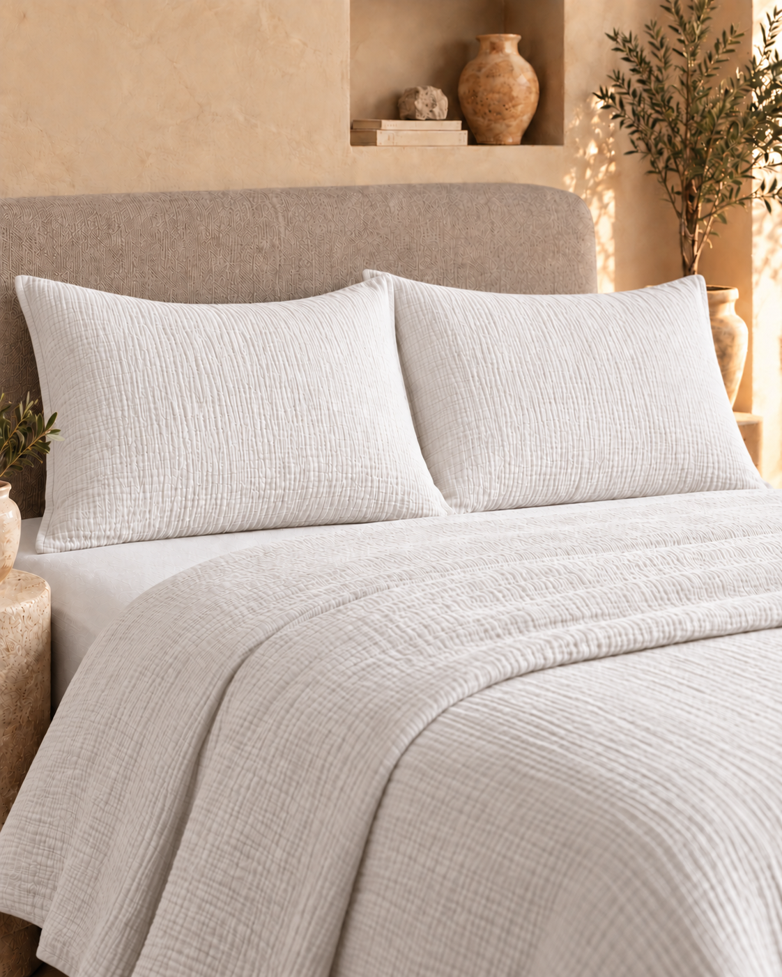 Turkish Cotton Muslin Pillow Shams – Set of 2