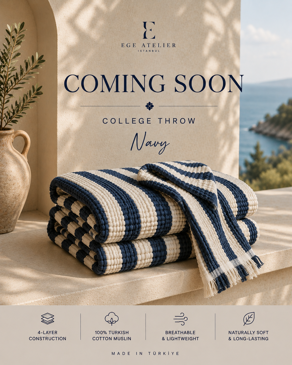 4-Layer Turkish Cotton College Throw