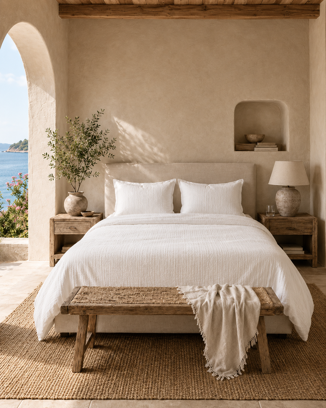 Off White Muslin Duvet Set - Queen