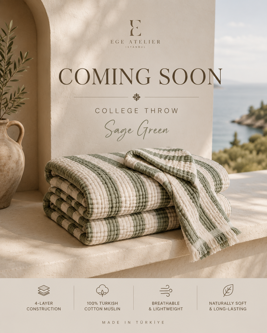 4-Layer Turkish Cotton College Throw