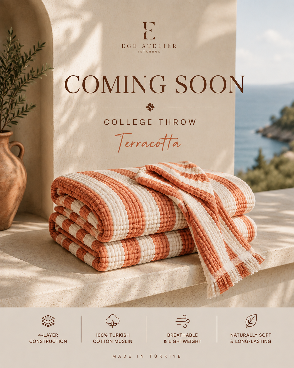 4-Layer Turkish Cotton College Throw
