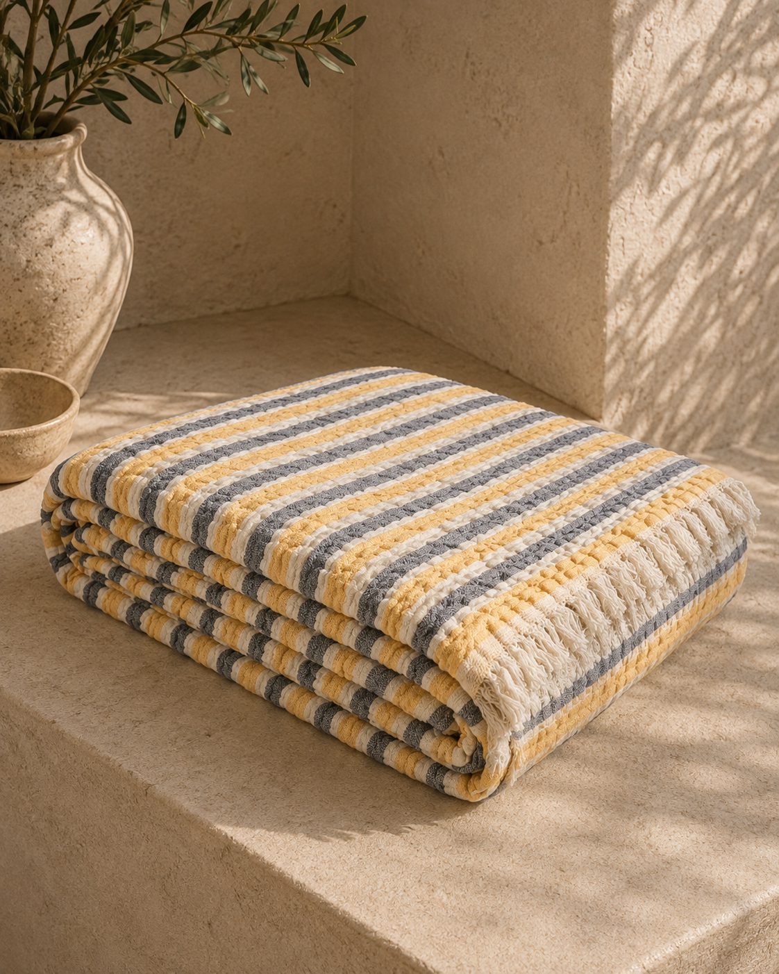 Yellow-Navy Throw Blanket